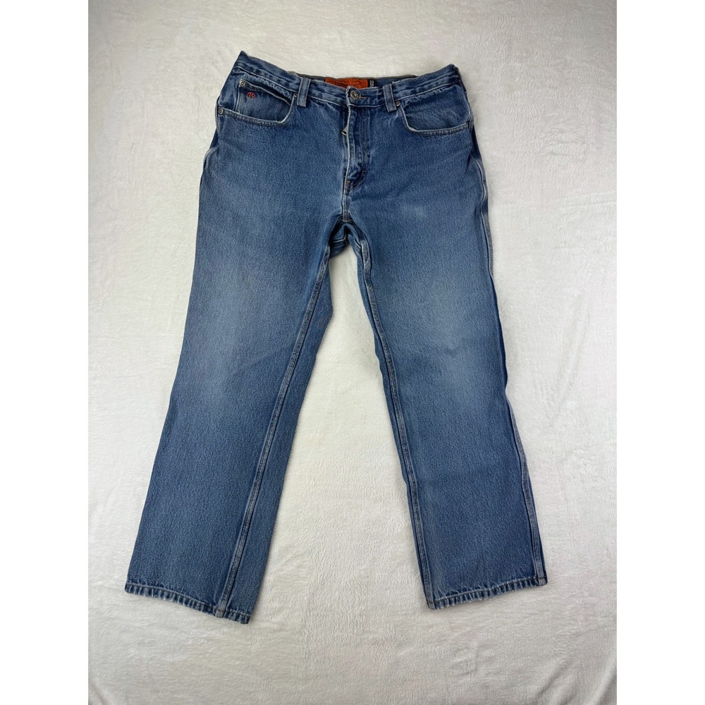Jesse James Jeans Mens Work Fit 33x32 Blue Straight Industrial 14oz Denim Cotton